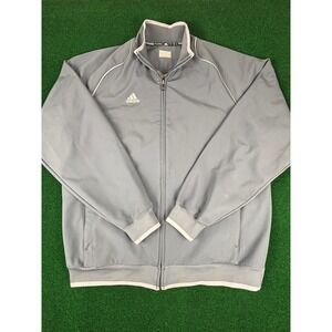 Adidas Track Jacket Full Zip Gray Mens Large Athletic Sportswear Athleisure